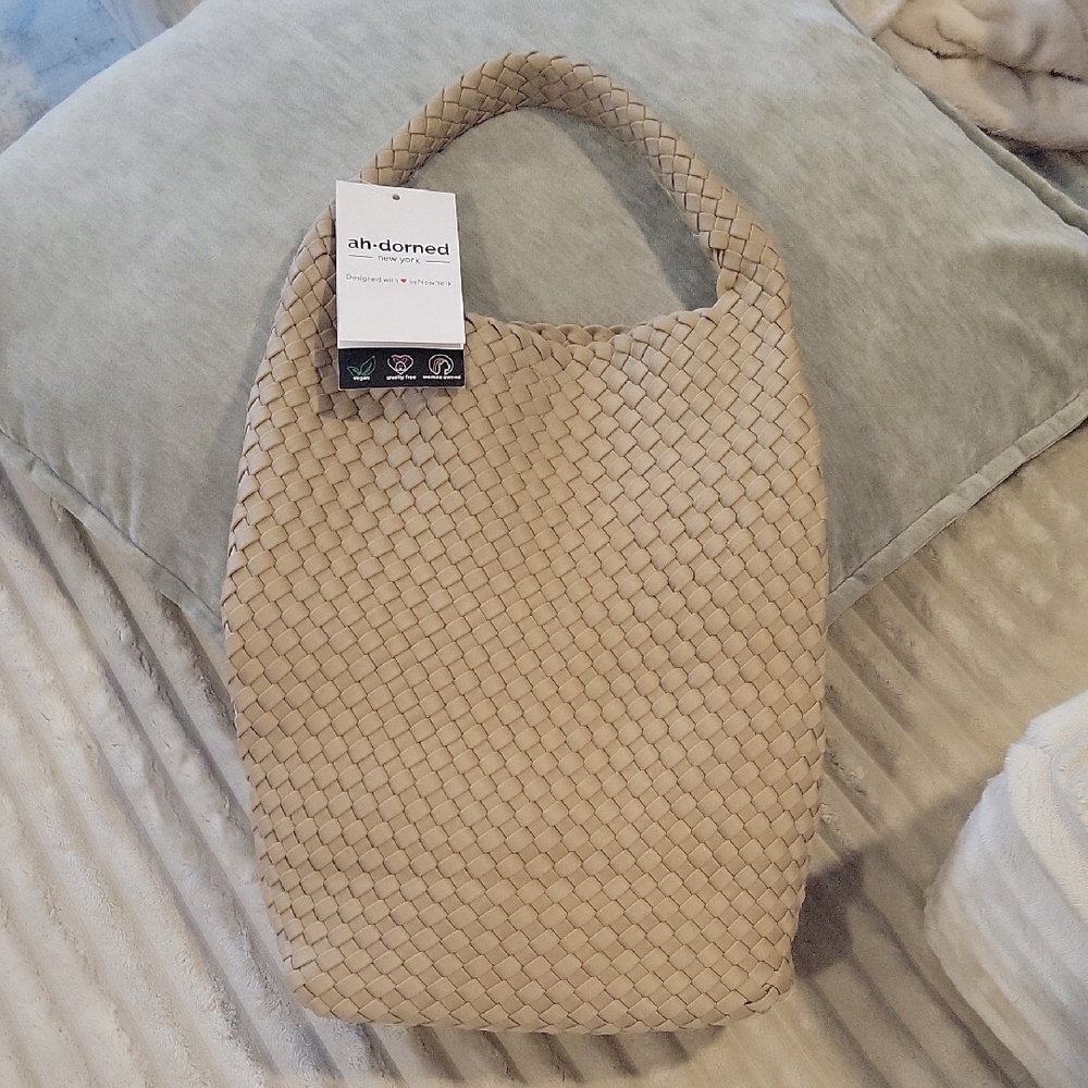 Tan Woven Shoulder Bag